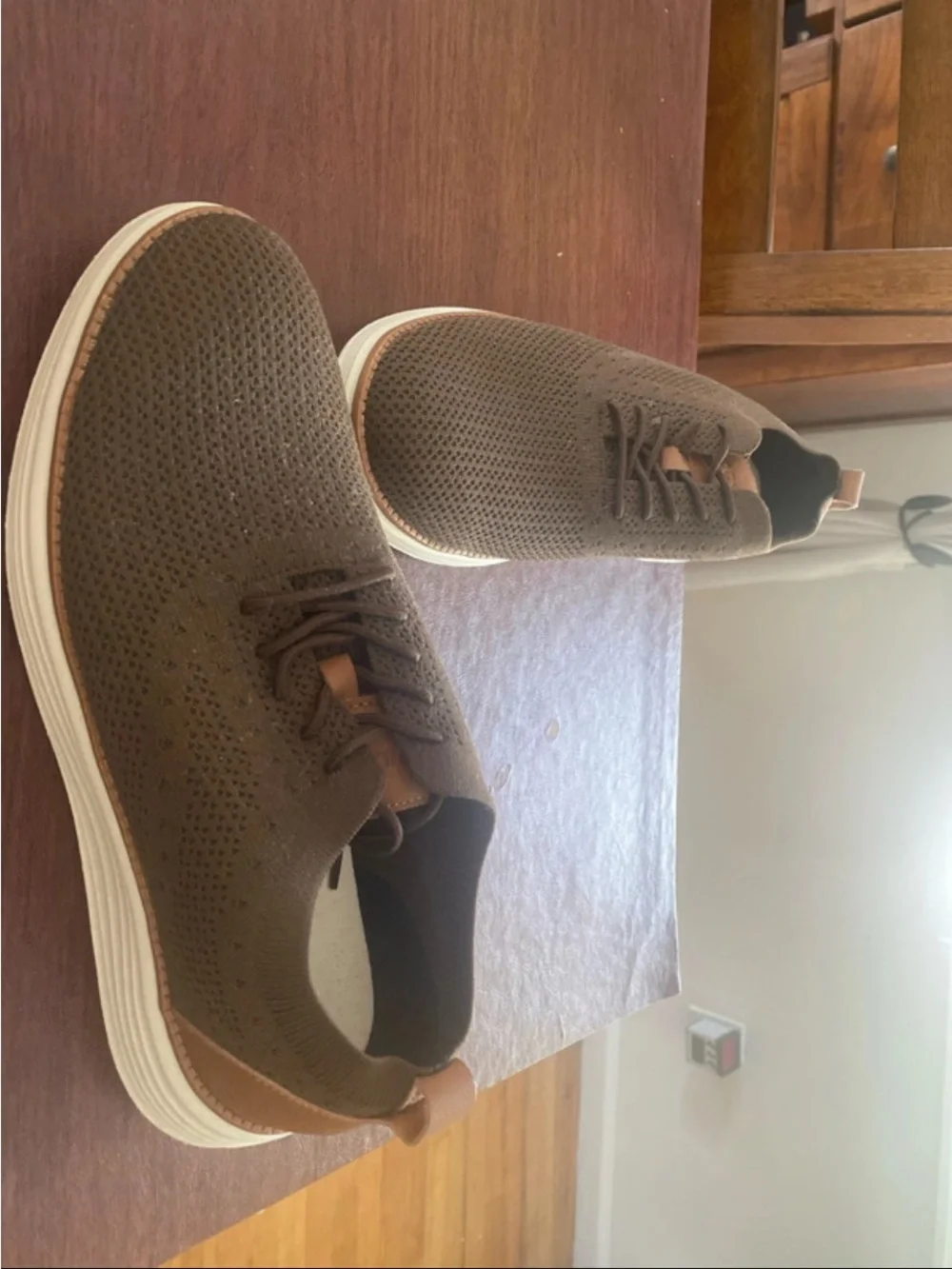 Men's Brown Knit Slip-On Loafers with Leather Trim